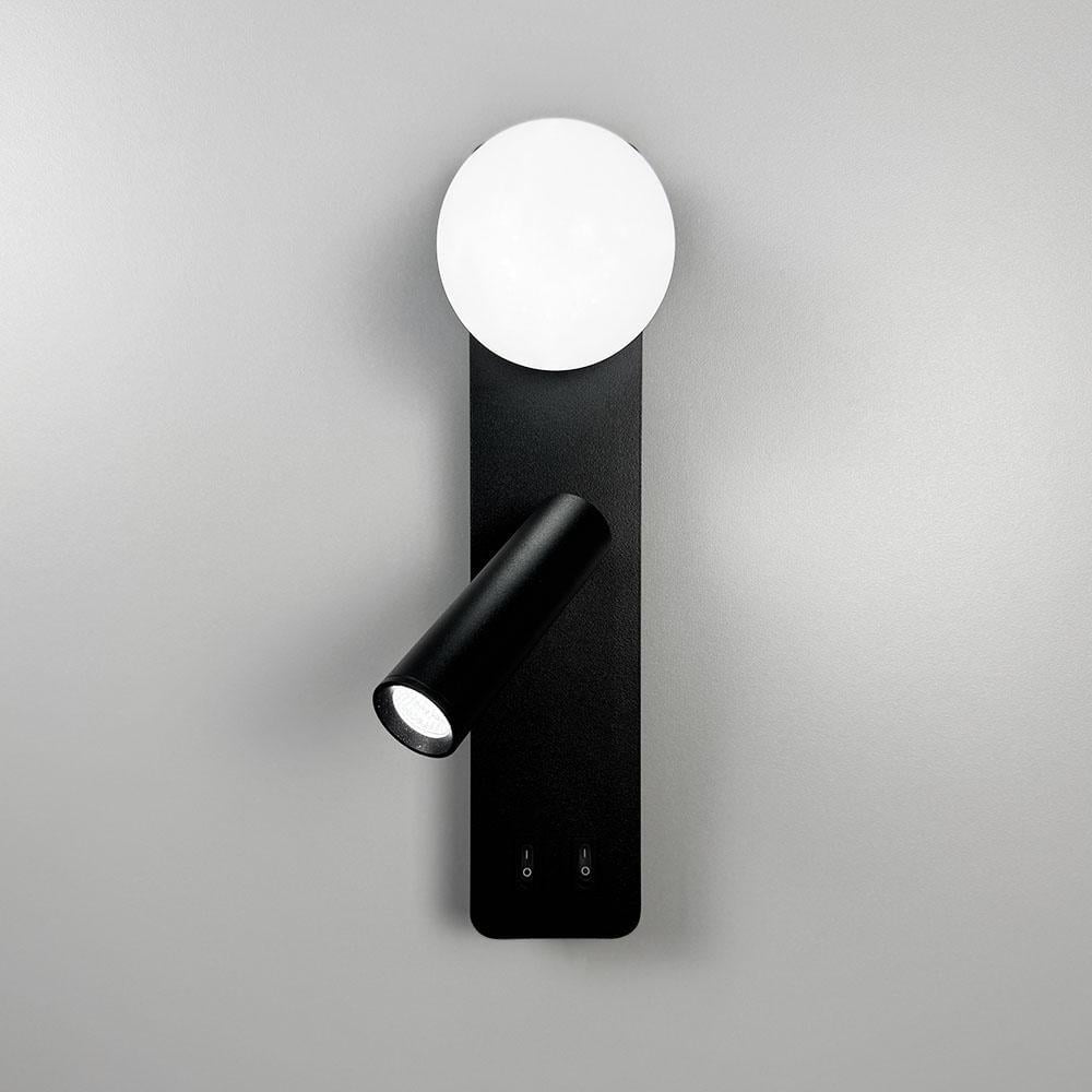 Бра настенное светодиодное Lighthouse LNF-17500 с белым плафоном и спотом на 2 выключателя