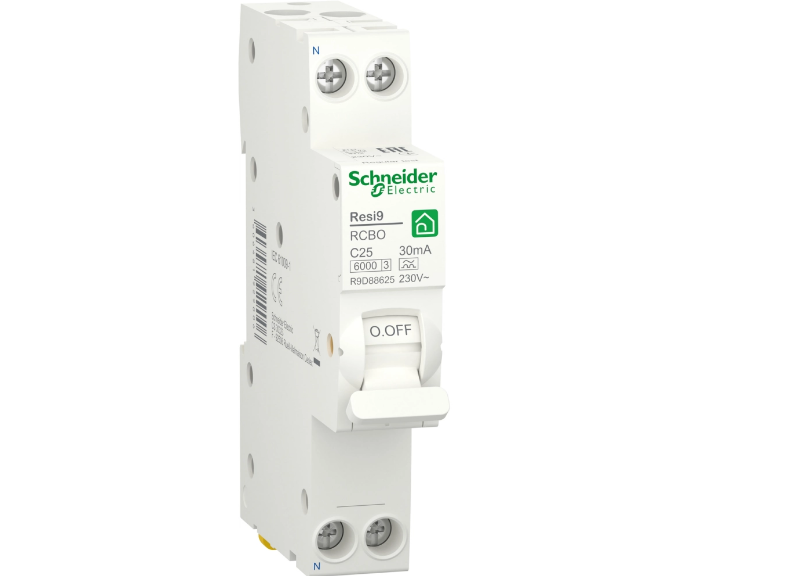 Дифференциальный автоматический выключатель Schneider Electric RESI9 6kA 1P+N 25A C 30mA (R9D88625)