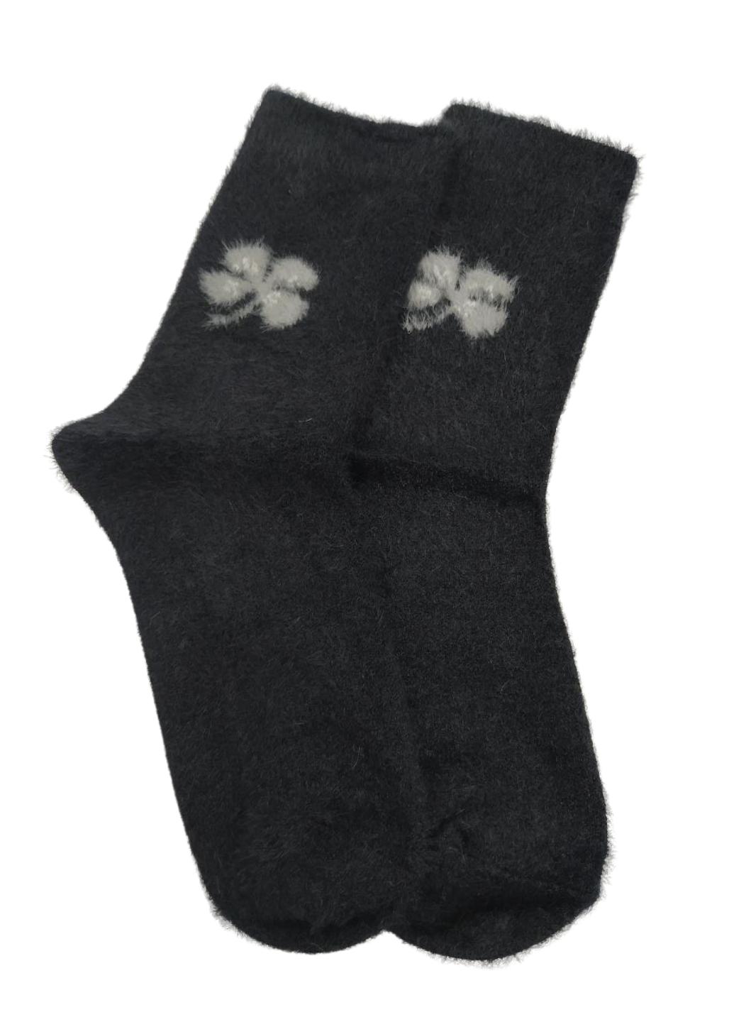 Носки женские теплые с мехом норки Flower 915-01 р. 36-41 1 шт. Черный (12562142) - фото 1