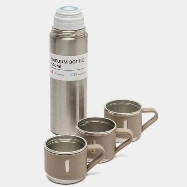 Термос с 3 кружками вакуумный подарочный набор 500 мл Черный (2134436825) - фото 4 Термос с 3 кружками вакуумный подарочный набор 500 мл Черный (2134436825) - фото 4