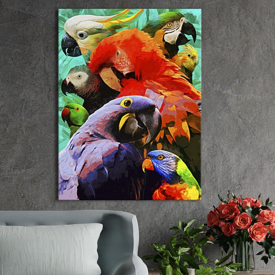Картина для интерьера Яркие попугаи 50x38 см (P0499)