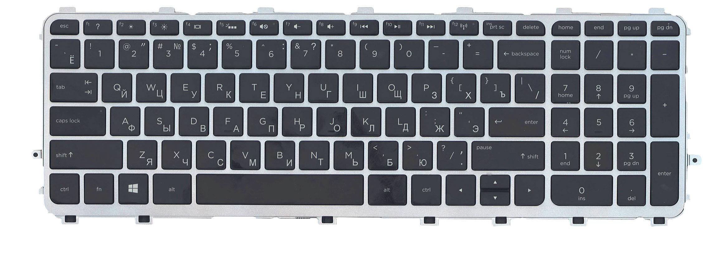 Клавиатура для ноутбука HP Envy 15-j000 с подсветкой Light Silver Frame Black