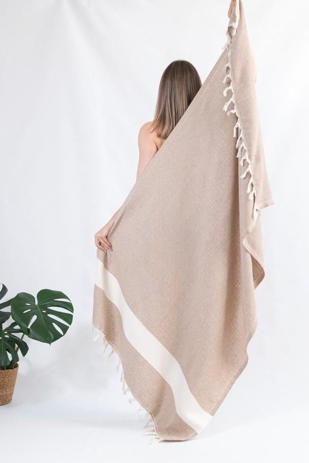 Полотенце Peshtemal Elmas 100х180 см Бежевый/Кремовый