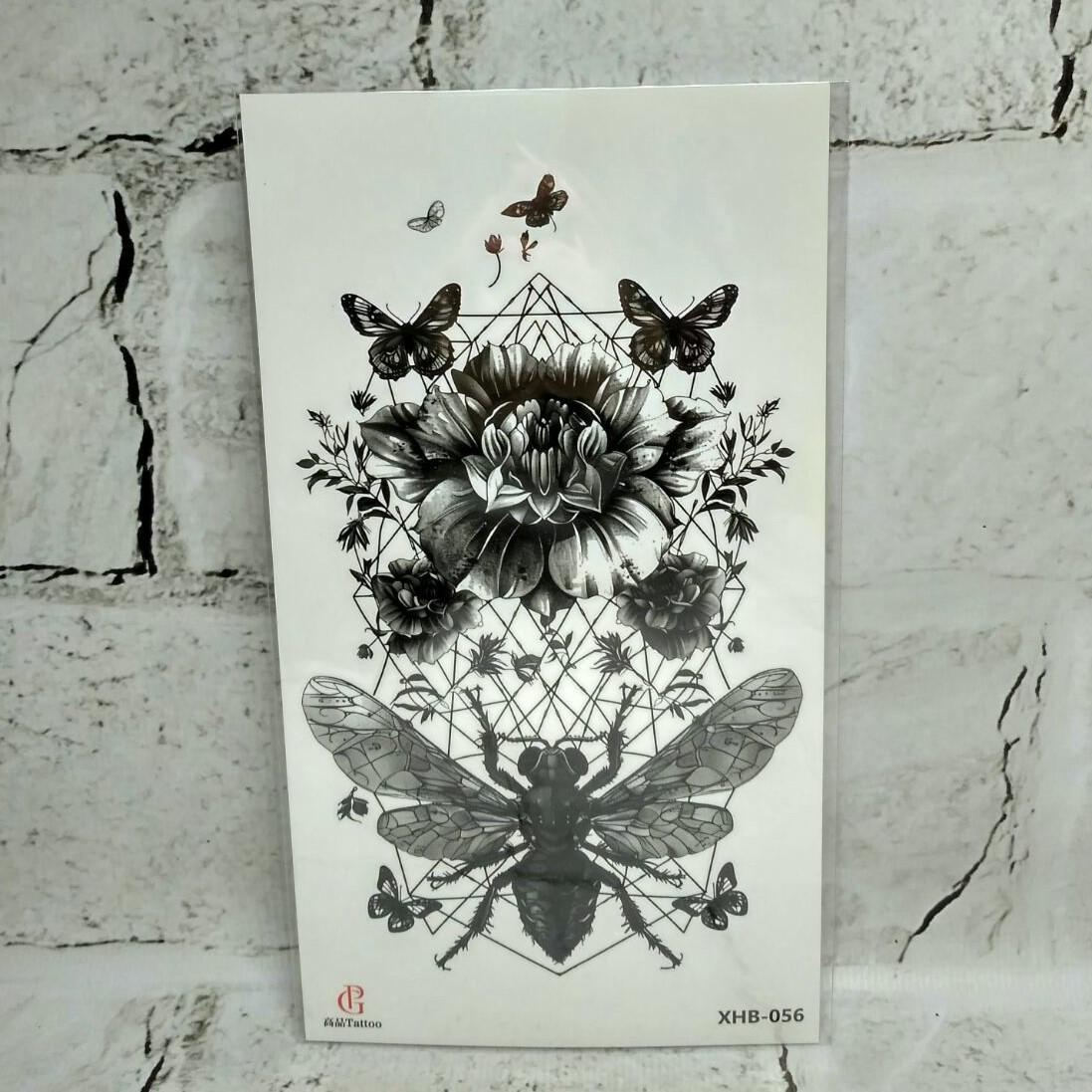 Тату временное Цветы лист 11,5x21 см (XHB-056)