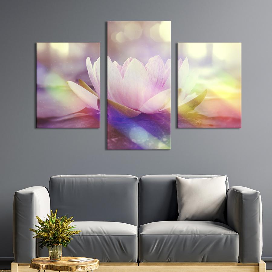Картина на холсте триптих Красивый розовый лотос 66x40 см (843-32)