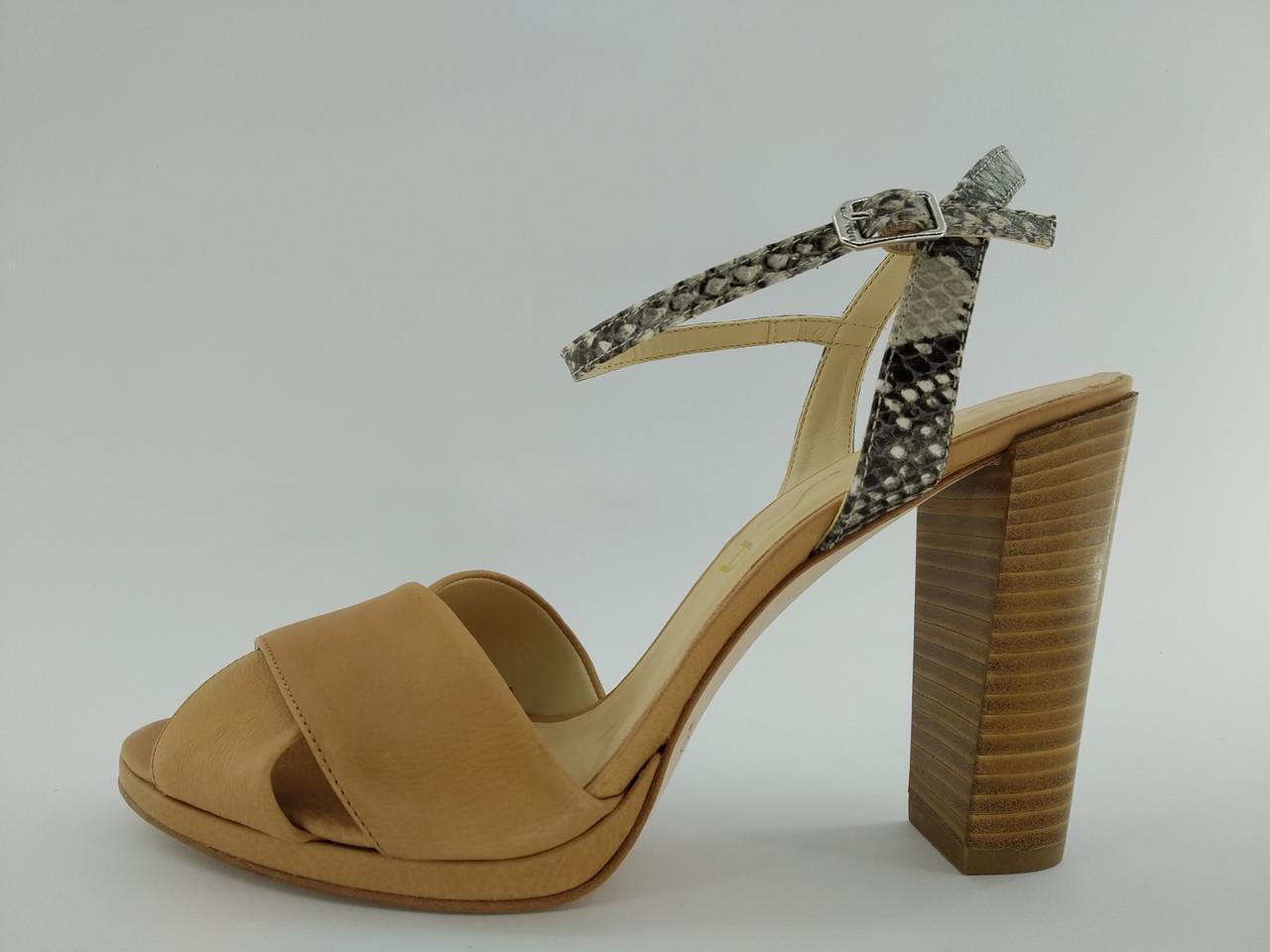 Босоножки женские на каблуке Unisa 043 кожаные р. 39 25,5 см Коричневый (566626675)