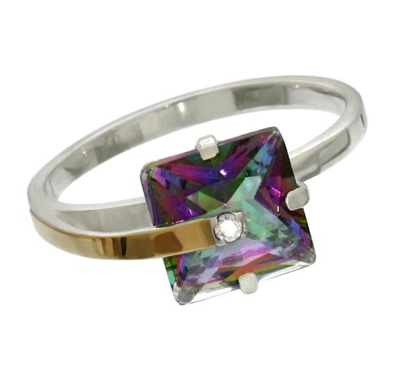 Женское серебряное кольцо с золотой пластиной Сладкий плен 16 (3642269)