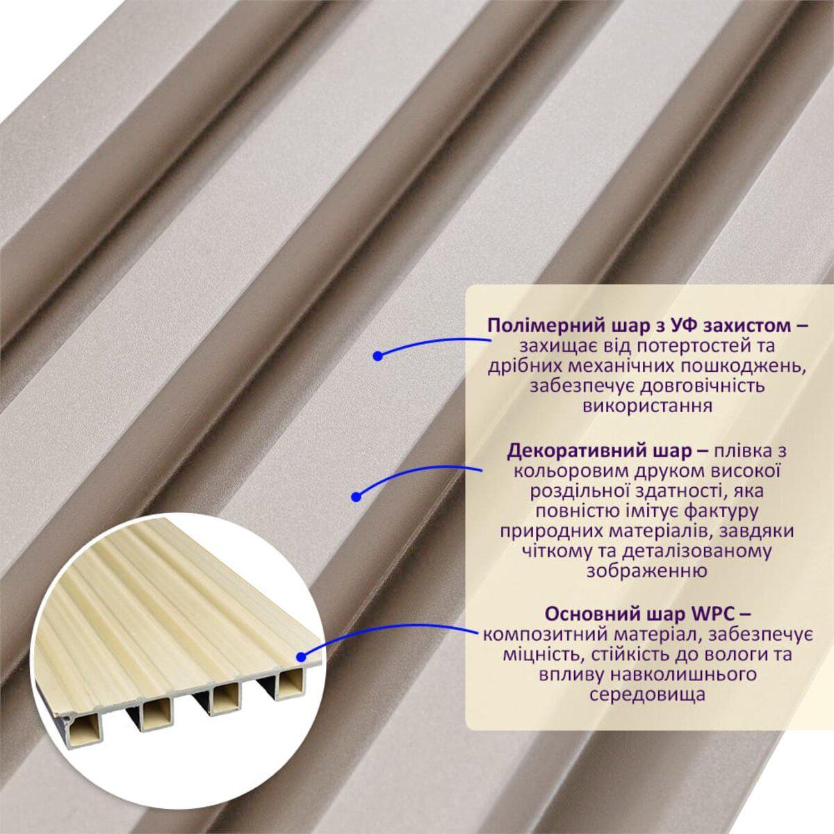 Рейка стеновая декоративная D 3000x160x23 мм Мокко (SW-00001859) - фото 2 Рейка стеновая декоративная D 3000x160x23 мм Мокко (SW-00001859) - фото 2