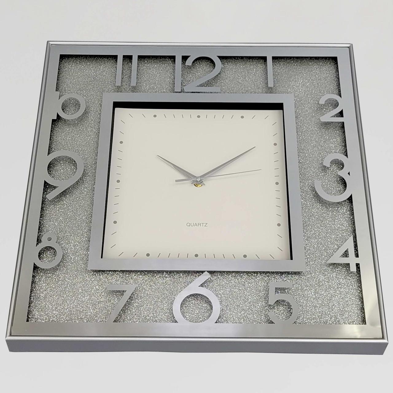 Годинник настінний дзеркальний OV-0092 з блискітками безшумний 47,8 см (2861666987)