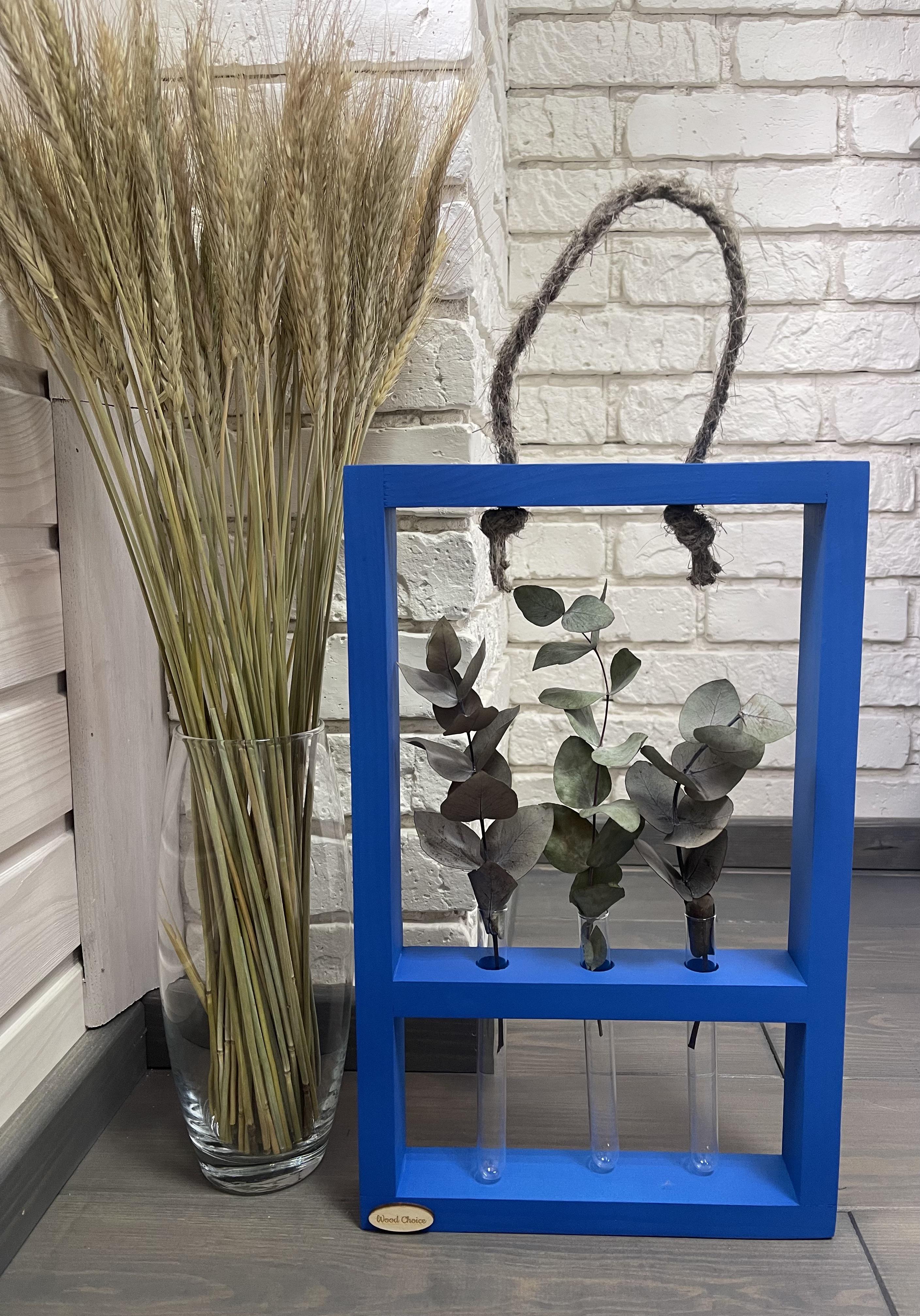 Подставка с колбами для цветов 25х40 3 шт. Синий - фото 2 Подставка с колбами для цветов 25х40 3 шт. Синий - фото 2