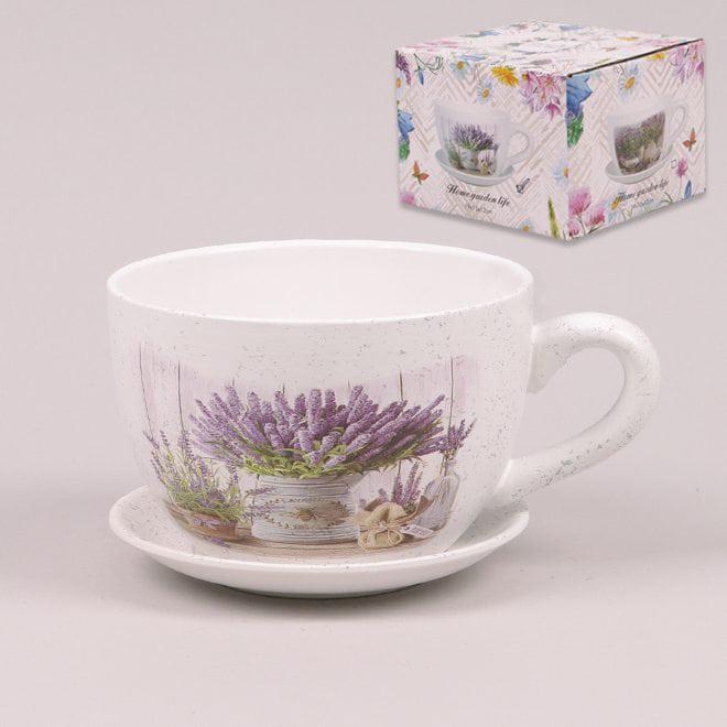 Горшок керамический Flora Чашка с подставкой (36653)