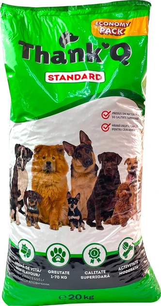 Сухой корм для взрослых собак всех пород ThankQ Standart с говядиной 20 кг