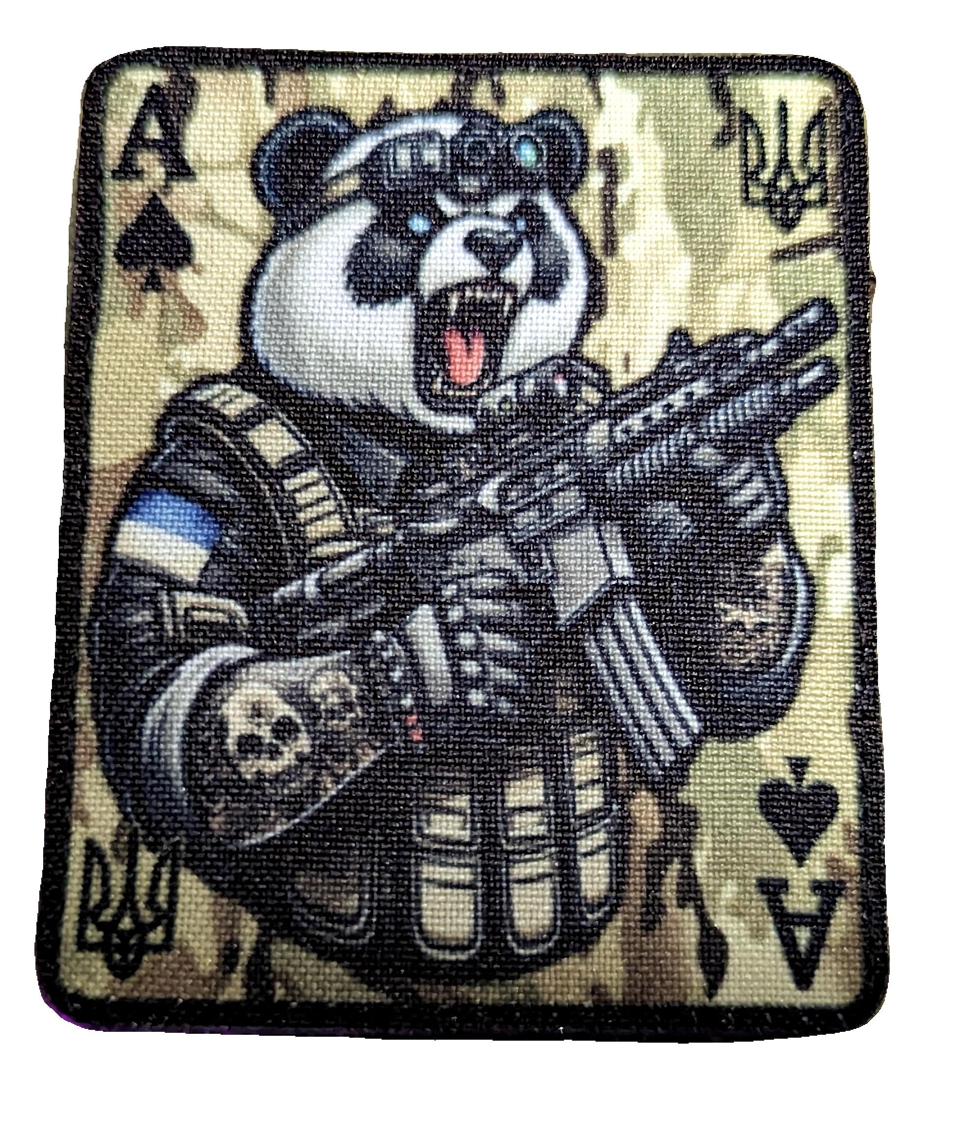 Шеврон-патч Карта Туз піковий Бойова Панда ДШВ на липучці Мультикам (PANDA3)