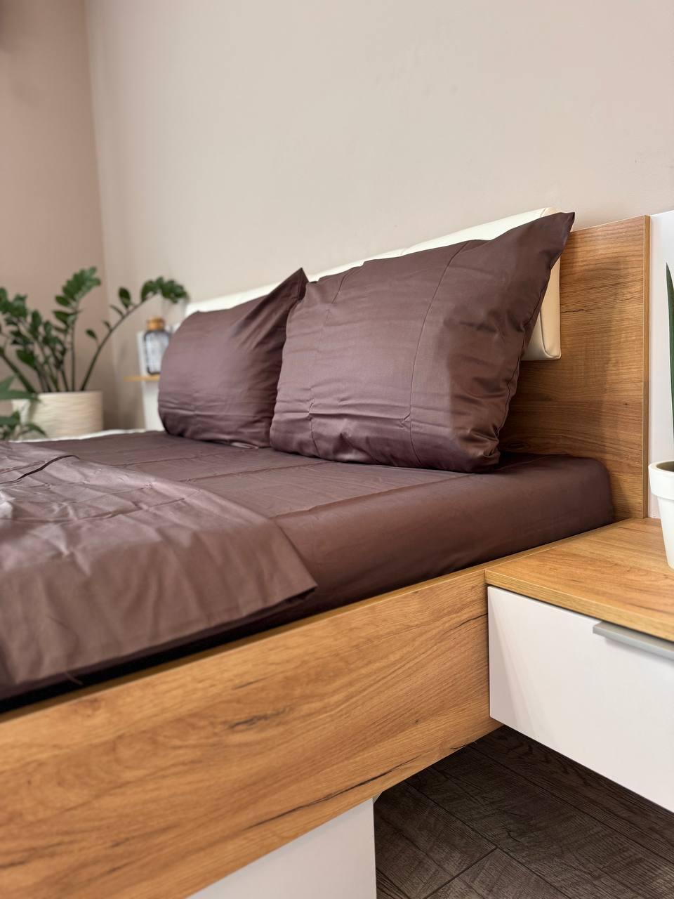 Постільна білизна сатин євро 200х220 см наволочки 70х70 см 2 шт. Коричневий (Д-Al-satin-004-03) - фото 5 Постільна білизна сатин євро 200х220 см наволочки 70х70 см 2 шт. Коричневий (Д-Al-satin-004-03) - фото 5