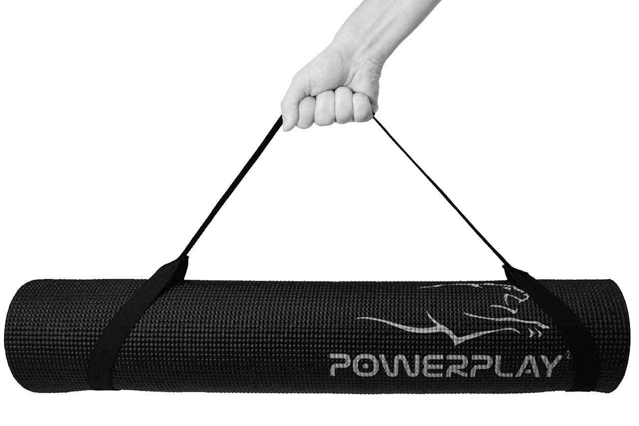 Килимок для йоги та фітнесу PowerPlay 4010 PVC Yoga Mat 173x61x0,6 см Чорний - фото 4