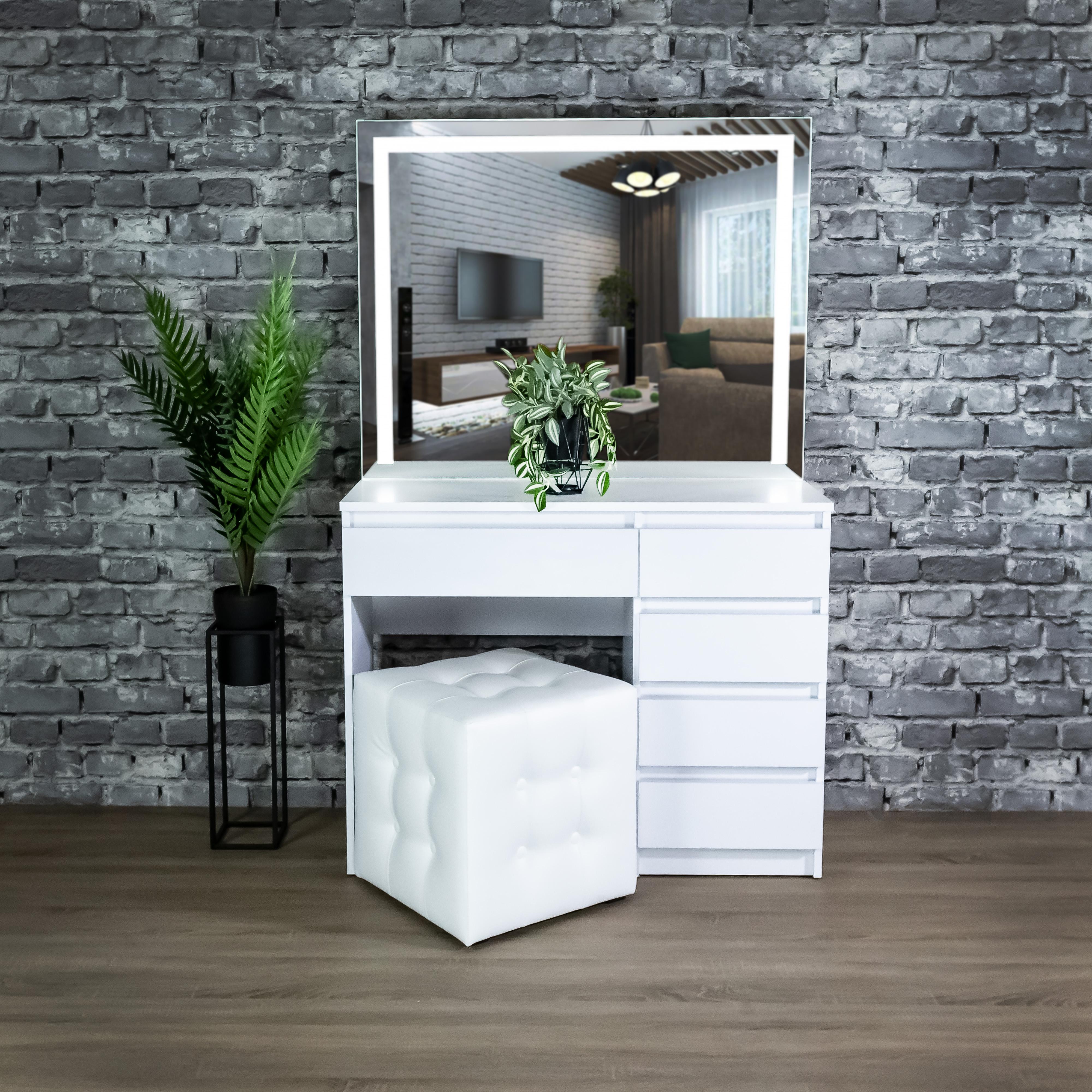 Стіл макіяжний з підсвіткою та шухлядками 160х100х40 см Білий (03/06) - фото 6 Стіл макіяжний з підсвіткою та шухлядками 160х100х40 см Білий (03/06) - фото 6