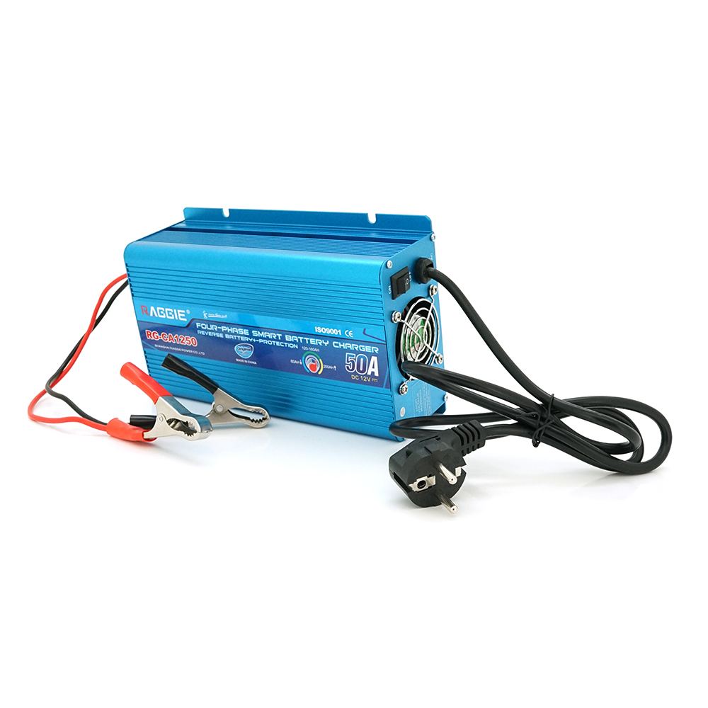 Зарядное устройство VOLTRONIC RAGGIE RG-CA1250A 12V-50A с крокодилами Q12 для авто и мотоциклов (37361)