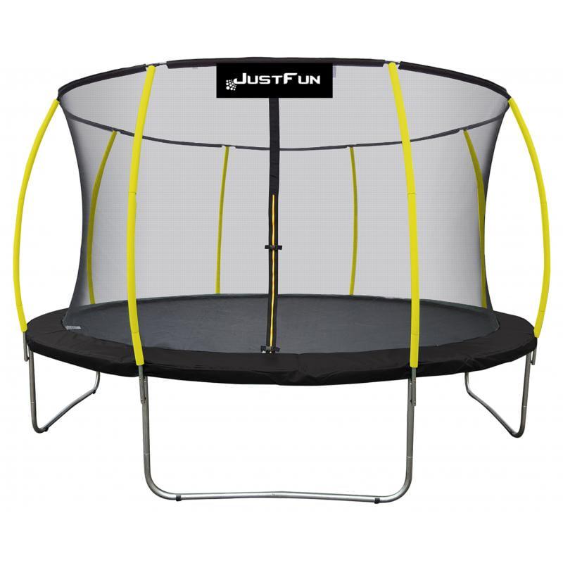 Батут Just Fun с сеткой 244 см Fiberglass Black внутренняя сетка + лестница
