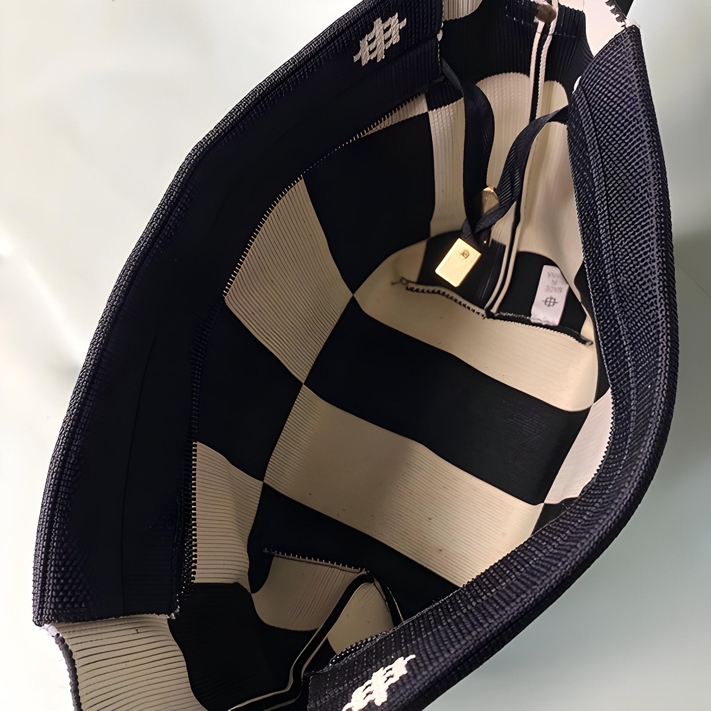 Сумка-шопер большая с принтом клетка Черно-белый (25-550) - фото 2