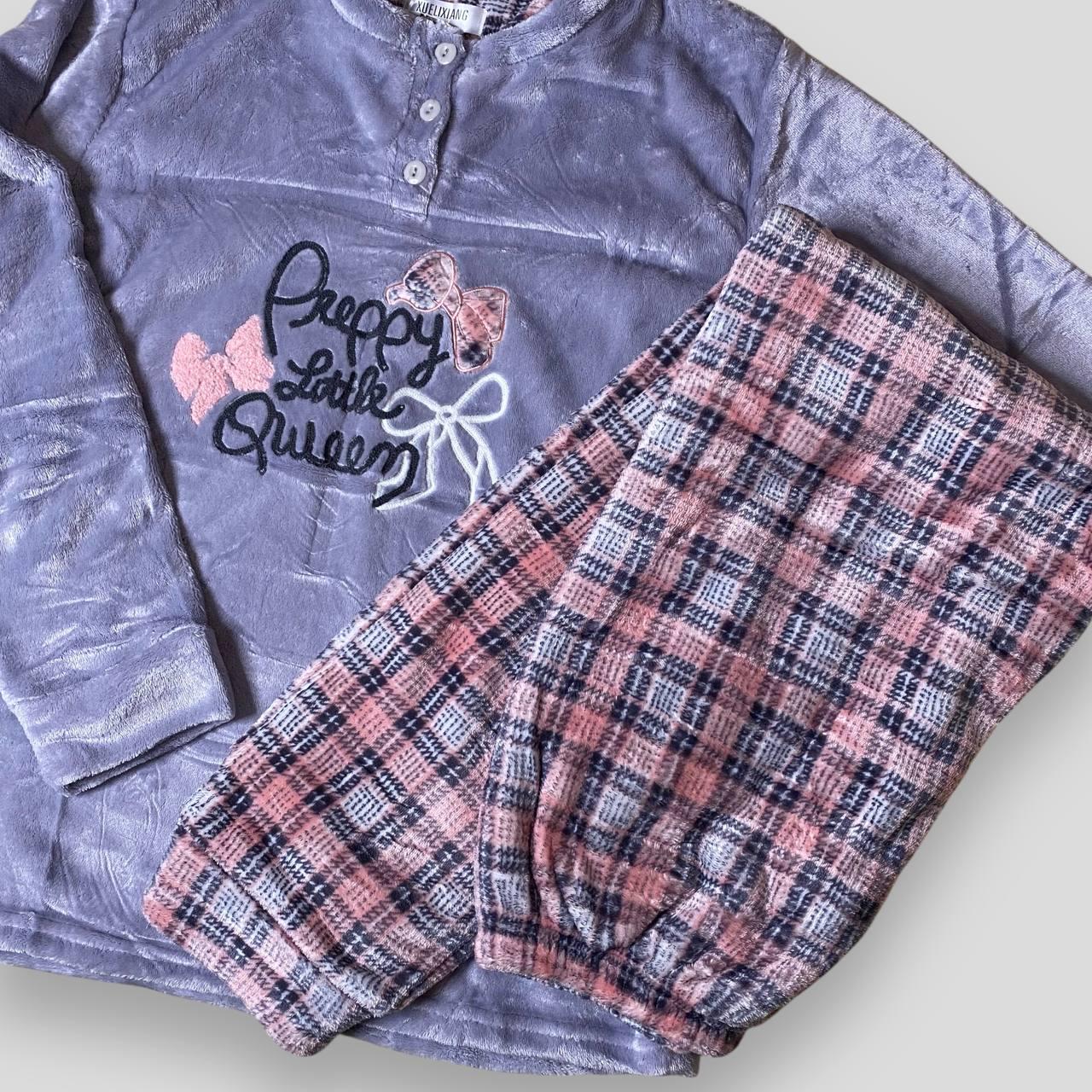 Пижама женская плюшевая с бантиками теплая брюки и кофта M (X12592) - фото 5 Пижама женская плюшевая с бантиками теплая брюки и кофта M (X12592) - фото 5