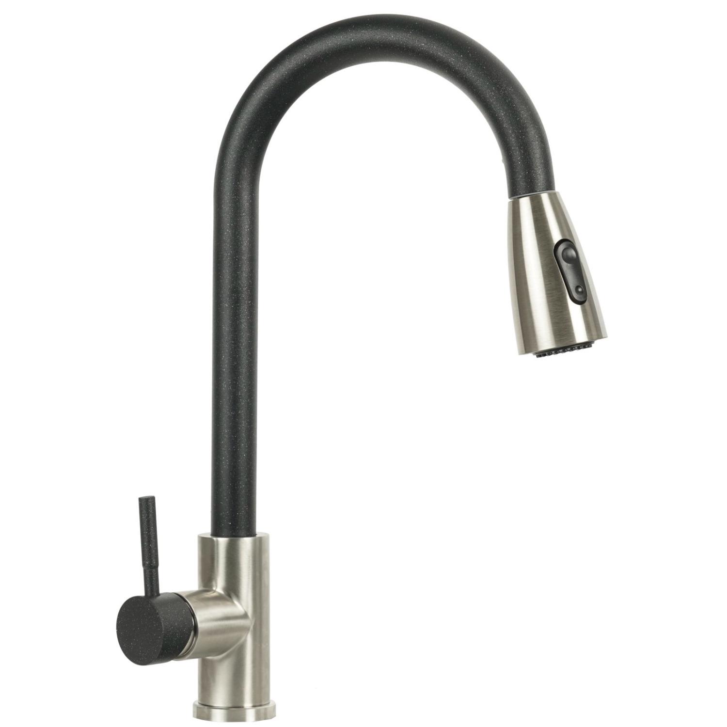 Змішувач для кухні Platinum KT 8203 (8614) PLS-A34231 із висувною лійкою Чорний (158542)