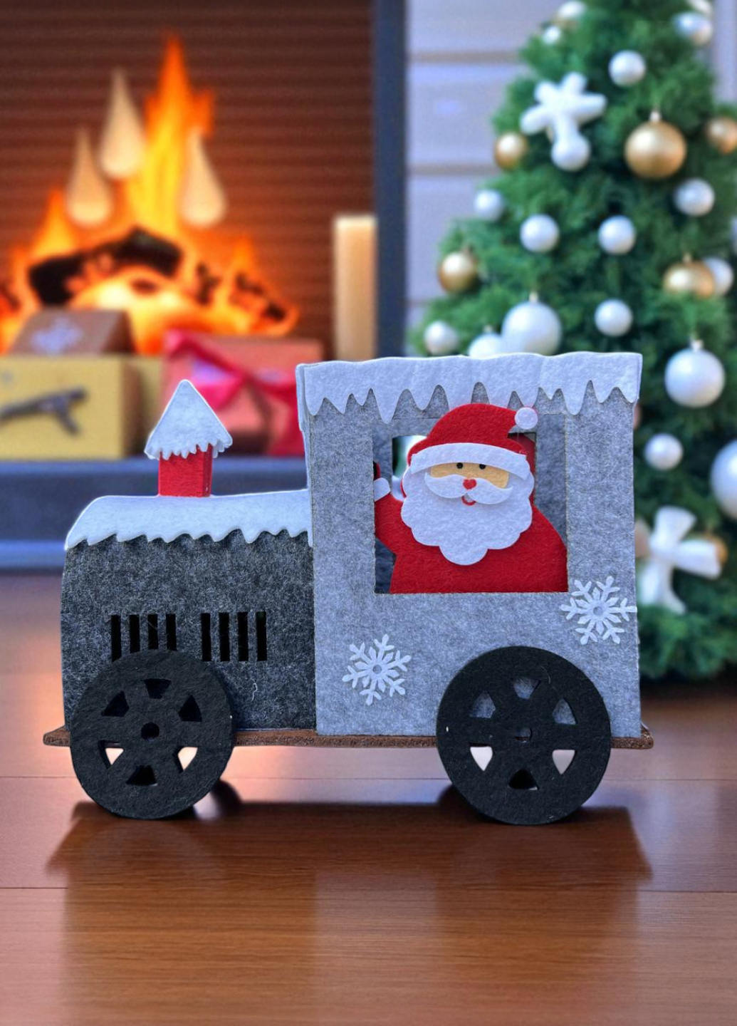 Новогодняя декоративная корзина Linarno Home из фетра 22х11,5х14 см Серый (7906)