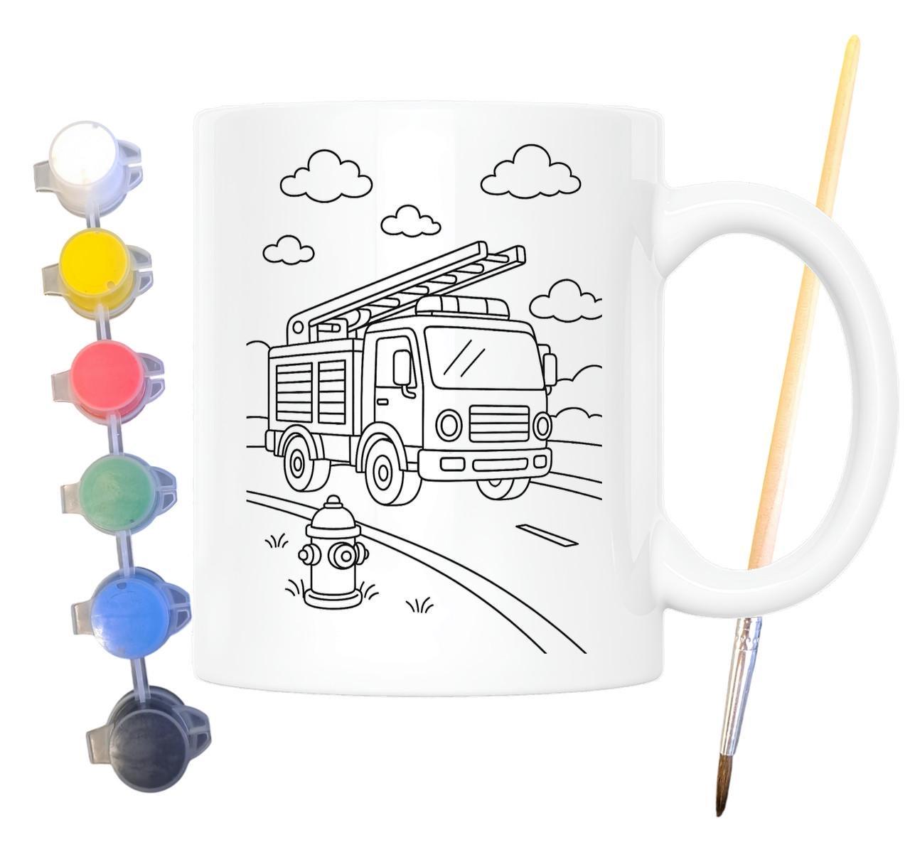 Набір для творчості кружка розмальовка Пожежний автомобіль 330 мл Білий (КР0138) - фото 2 Набір для творчості кружка розмальовка Пожежний автомобіль 330 мл Білий (КР0138) - фото 2
