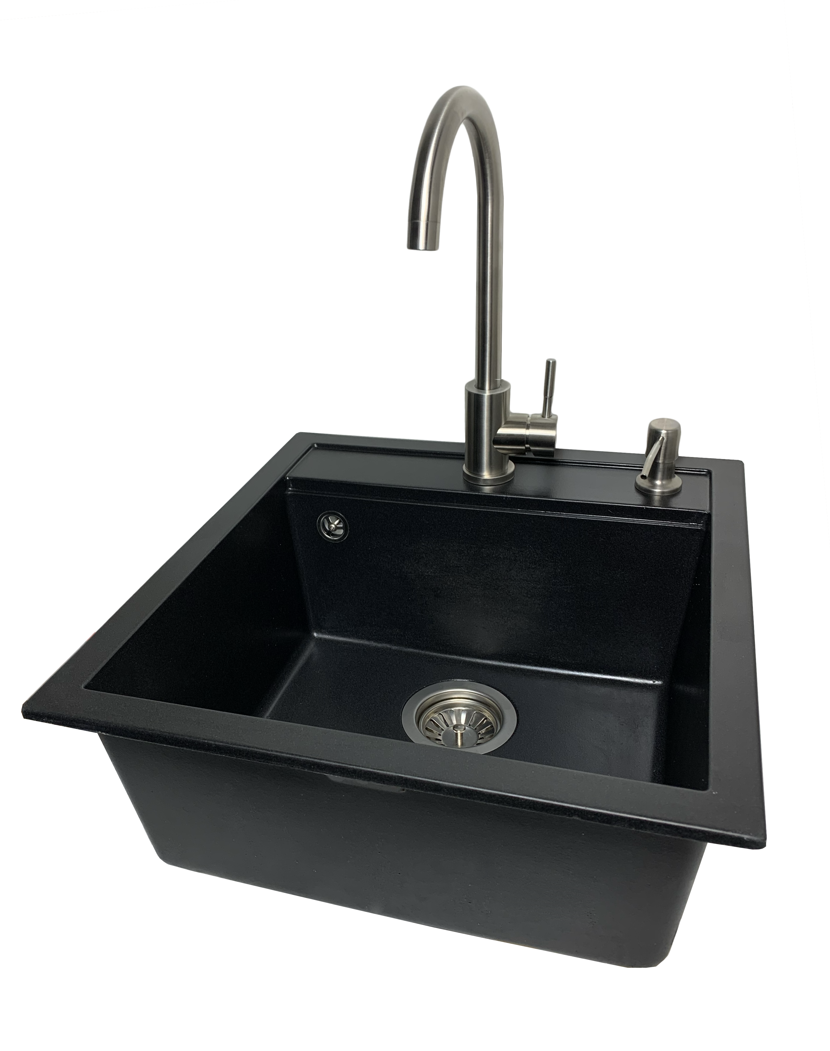 Мойка Кухонная Vector Kira 50x51 см + смеситель/дозатор/сифон Черный (96b8d6e0)