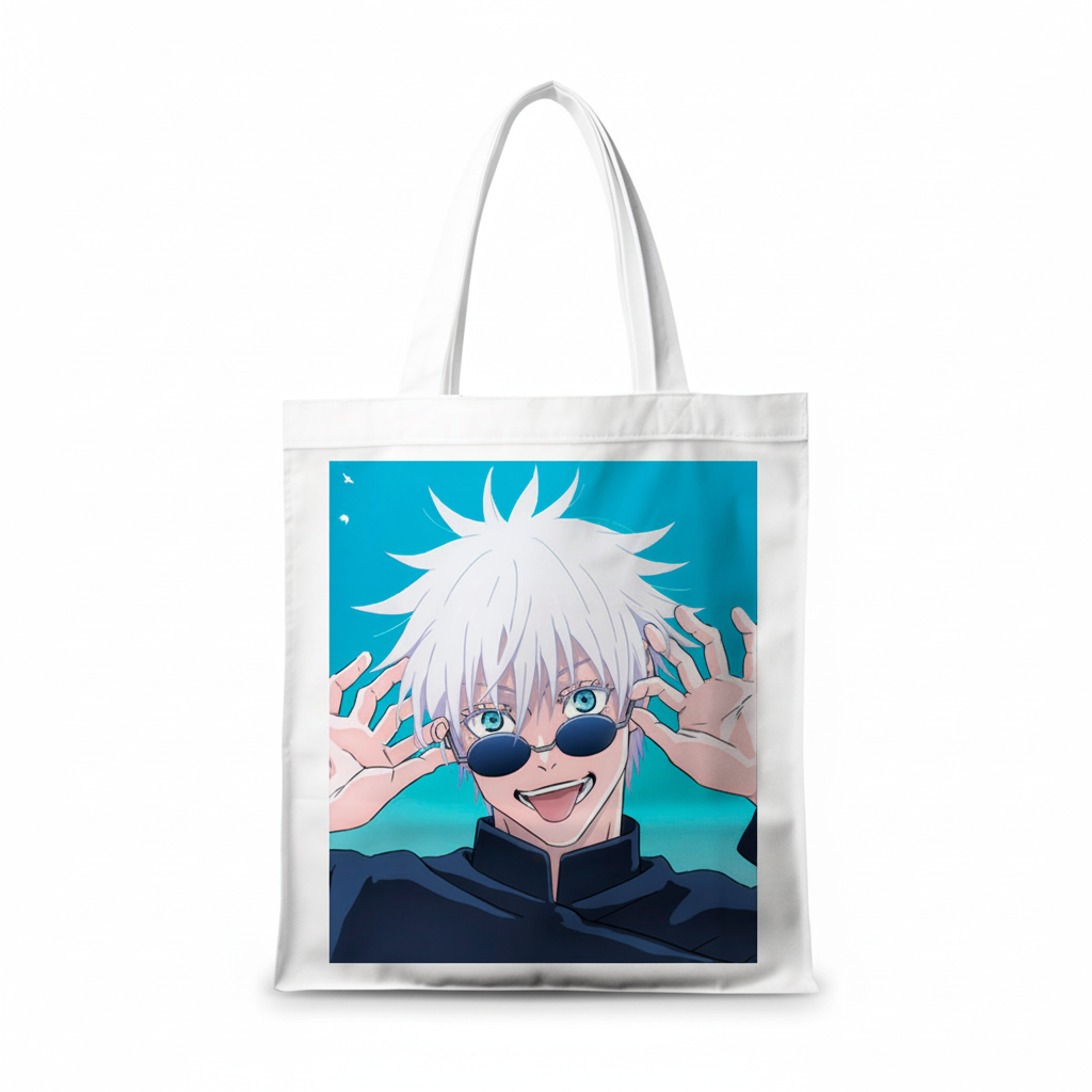 Сумка-шопер Jujutsu Kaisen Сатору Годжо з льону Білий (17314)