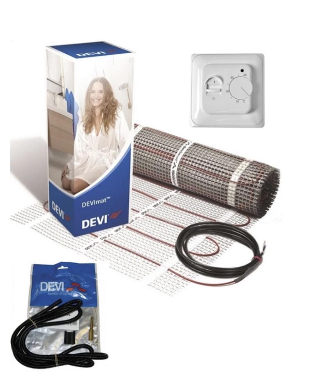 Нагрівальний мат DEVI DTIR-150 з механічним білим терморегулятором 480/525 Вт 3,5 м2 (25187274)