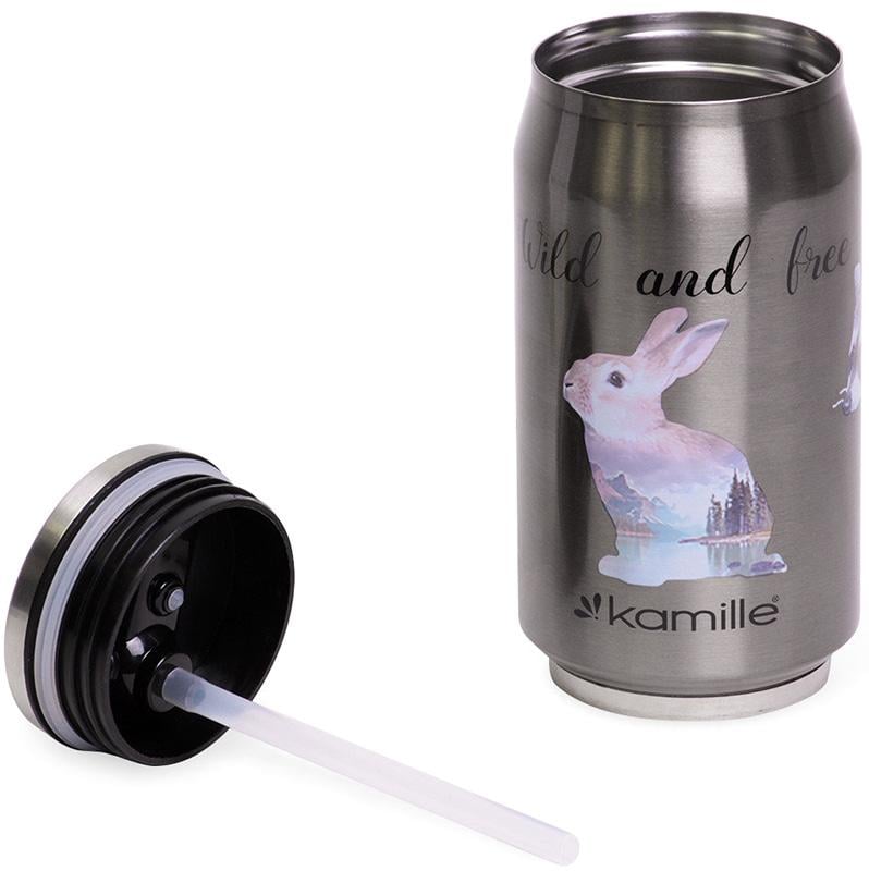 Термокружка Kamille Wild&Free с трубочкой 300 мл