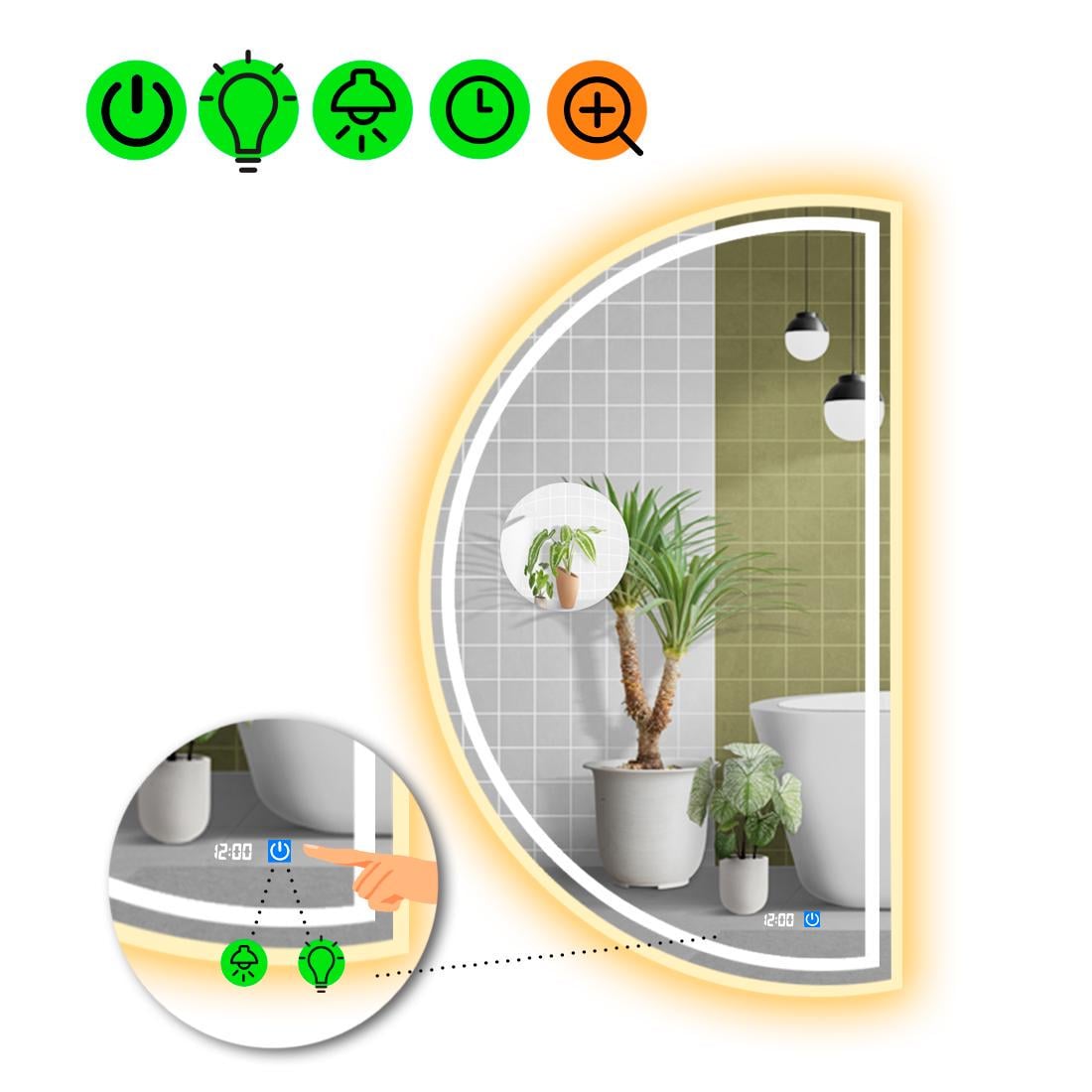 Зеркало с LED подсветкой Parette 4 с сенсором/часами и линзой без подсветки 80x40 см (8776689) Зеркало с LED подсветкой Parette 4 с сенсором/часами и линзой без подсветки 80x40 см (8776689)