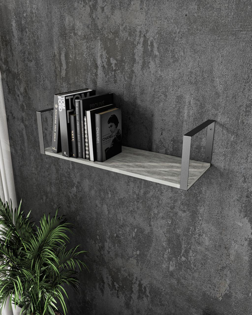 Полиця для книг і декору Moreli XS-28Bl у стилі лофт 800x220x290 мм Чорний/Бетон (mo-xs28-black-beton)