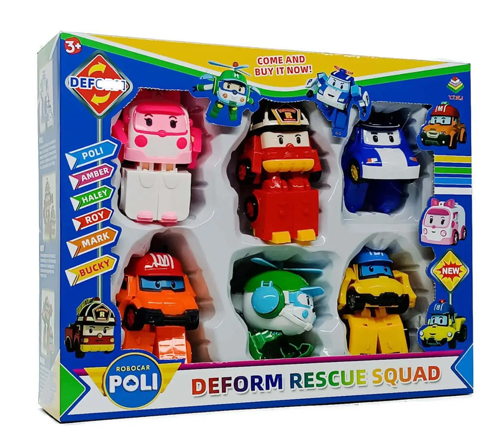Дитячий ігровий набір Robocar Poli 6 фігурок машинка трансформується в робота висота 10-12 см (247)