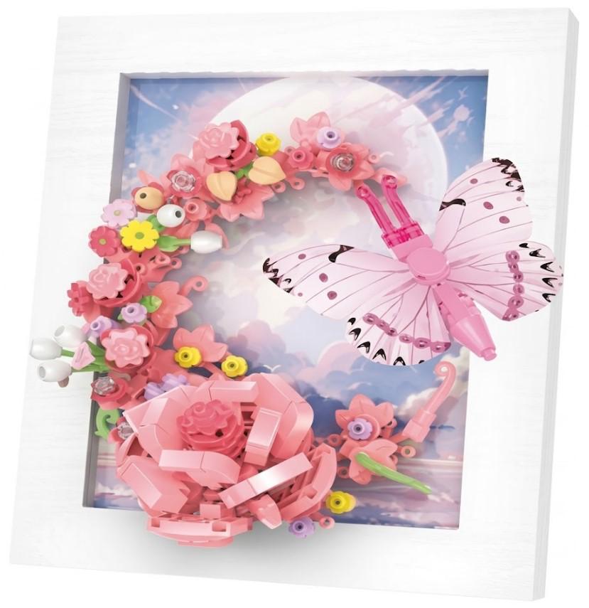 Конструктор Creative Rose серия Art Bouquet Фоторамка Цветы и розовая бабочка 342 детали (2104619334)