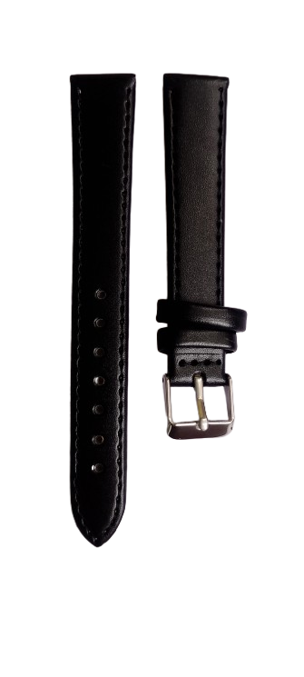 Кожаный ремешок Toscana для часов 16 мм Черный гладкий Strap (3441)