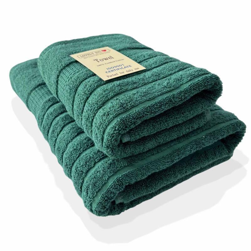 Набір рушників для ванної кімнати Lovely Svi Oxford Stripe жаккард 2 шт. 70х140/50х90 см Hunter green (381124)