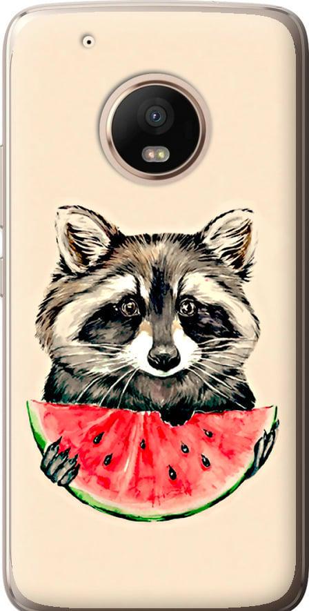 Чехол на Motorola Moto G5 PLUS Енотик с арбузом (4605t-1038-42517)