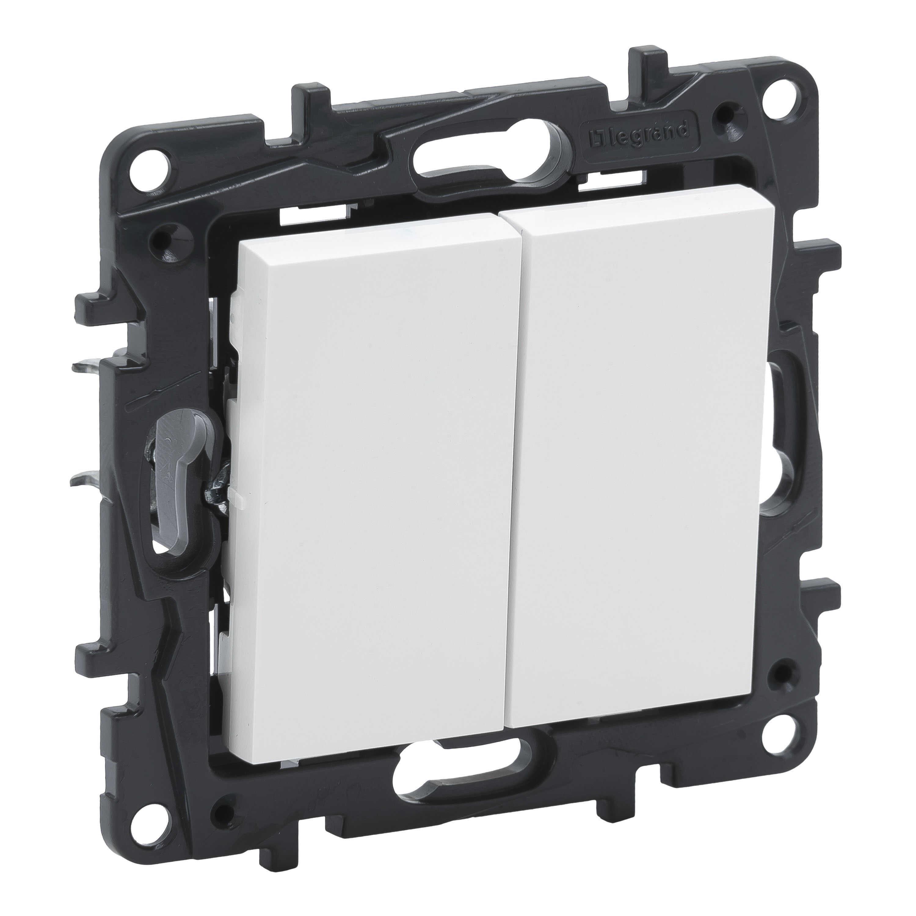 Выключатель двухклавишный Legrand Niloe Step проходной Белый (863108)