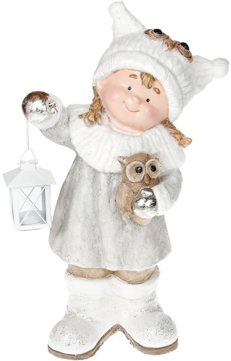 Фігура керамічна Малятко в білій шапці з совою 50,8 см (BD-711-277)