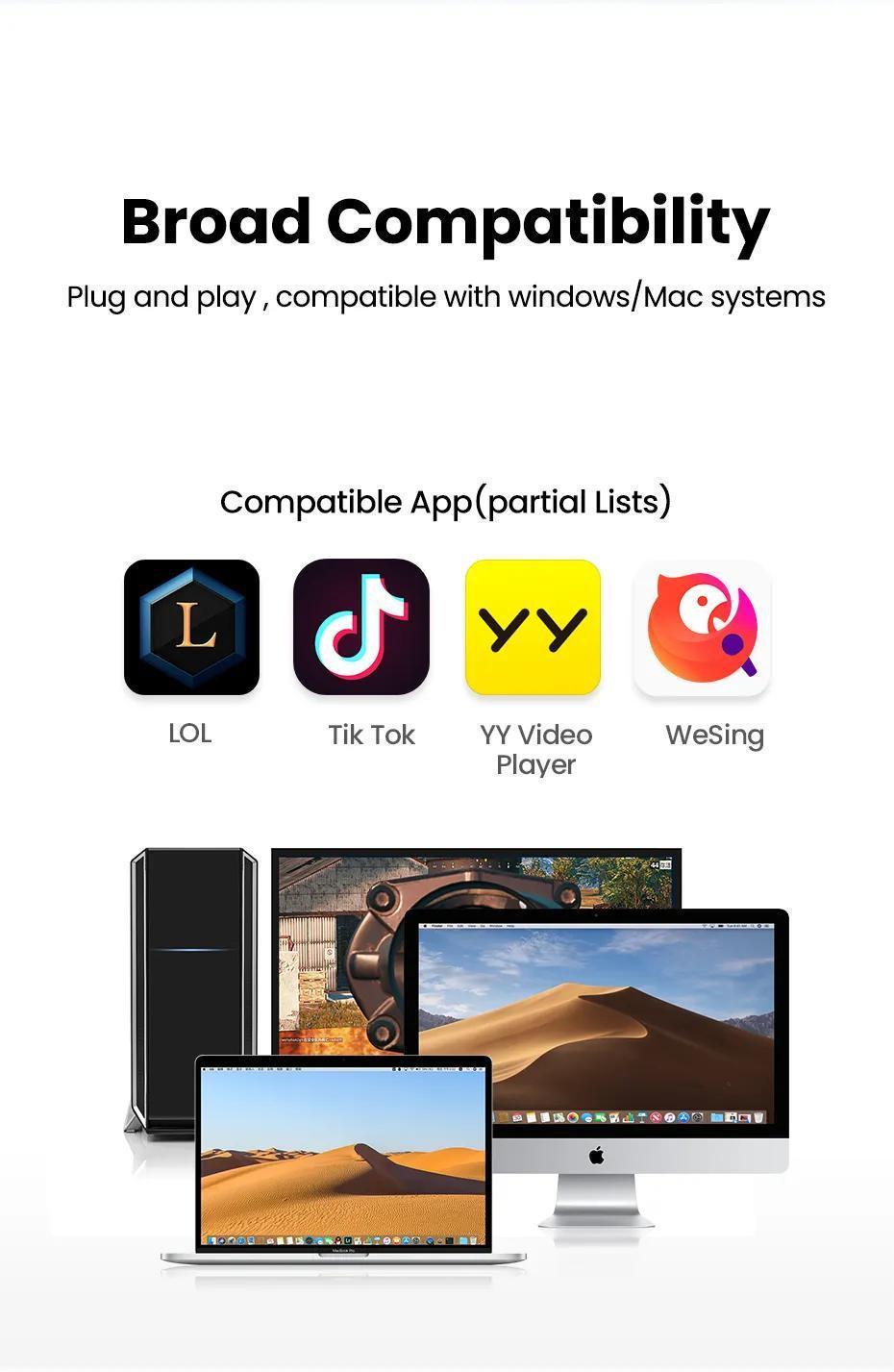 Микрофон UGREEN 60 дБ шумоподавления USB Черный (90416) - фото 12 Микрофон UGREEN 60 дБ шумоподавления USB Черный (90416) - фото 12