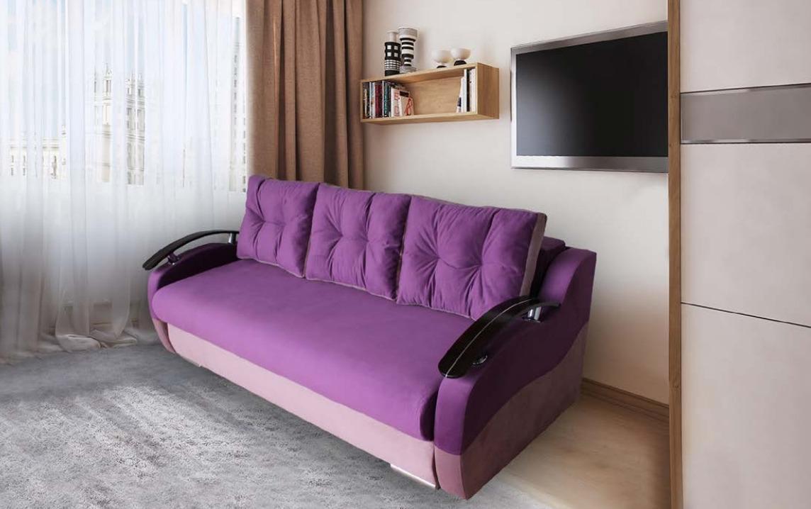 Диван раскладной Анвит Орфей еврокнижка 2200х100 Дерево/Ткань Ягуар цвет Лаванда