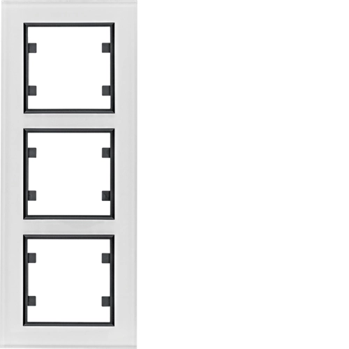 Рамка трехместная вертикальная Hager Lumina Passion Белое стекло (WL9130)