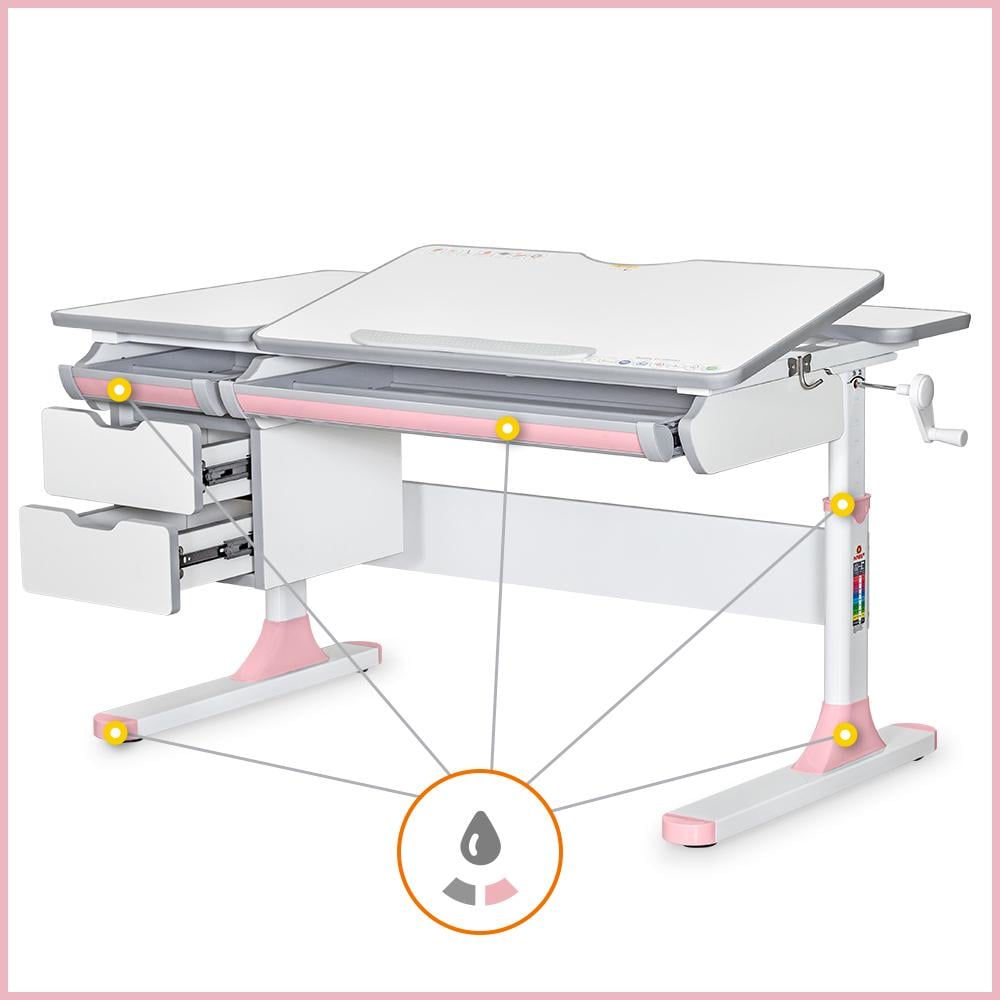 Парта-трансформер школьная Mealux Hamilton Multicolor Lite Белый/Розовый (BD-680 W/G MC+PN Lite) - фото 2 Парта-трансформер школьная Mealux Hamilton Multicolor Lite Белый/Розовый (BD-680 W/G MC+PN Lite) - фото 2