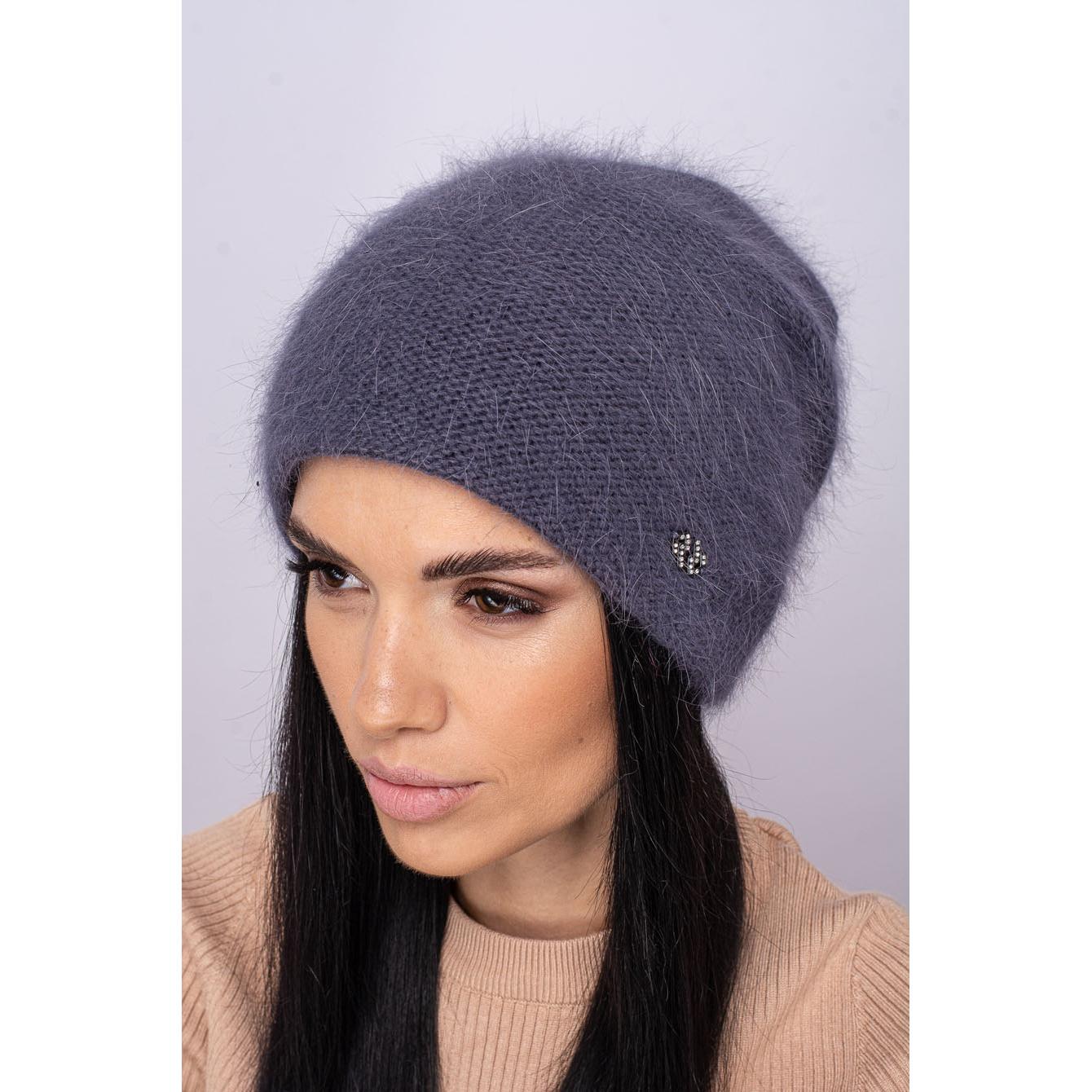 Шапка женская двойная ангоровая Leks Веселка one size Антрацитовый - фото 1