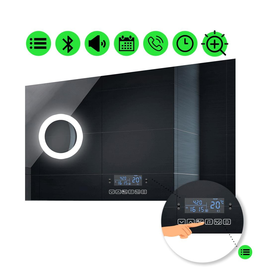 LED-зеркало 80x60 см с Smart-блоком и линзой с подсветкой Lucia (luciag40)