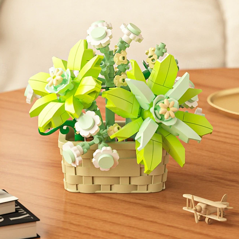 Конструктор блоковий дитячий фігурка Квіти в вазоні 202 деталі (M3087)