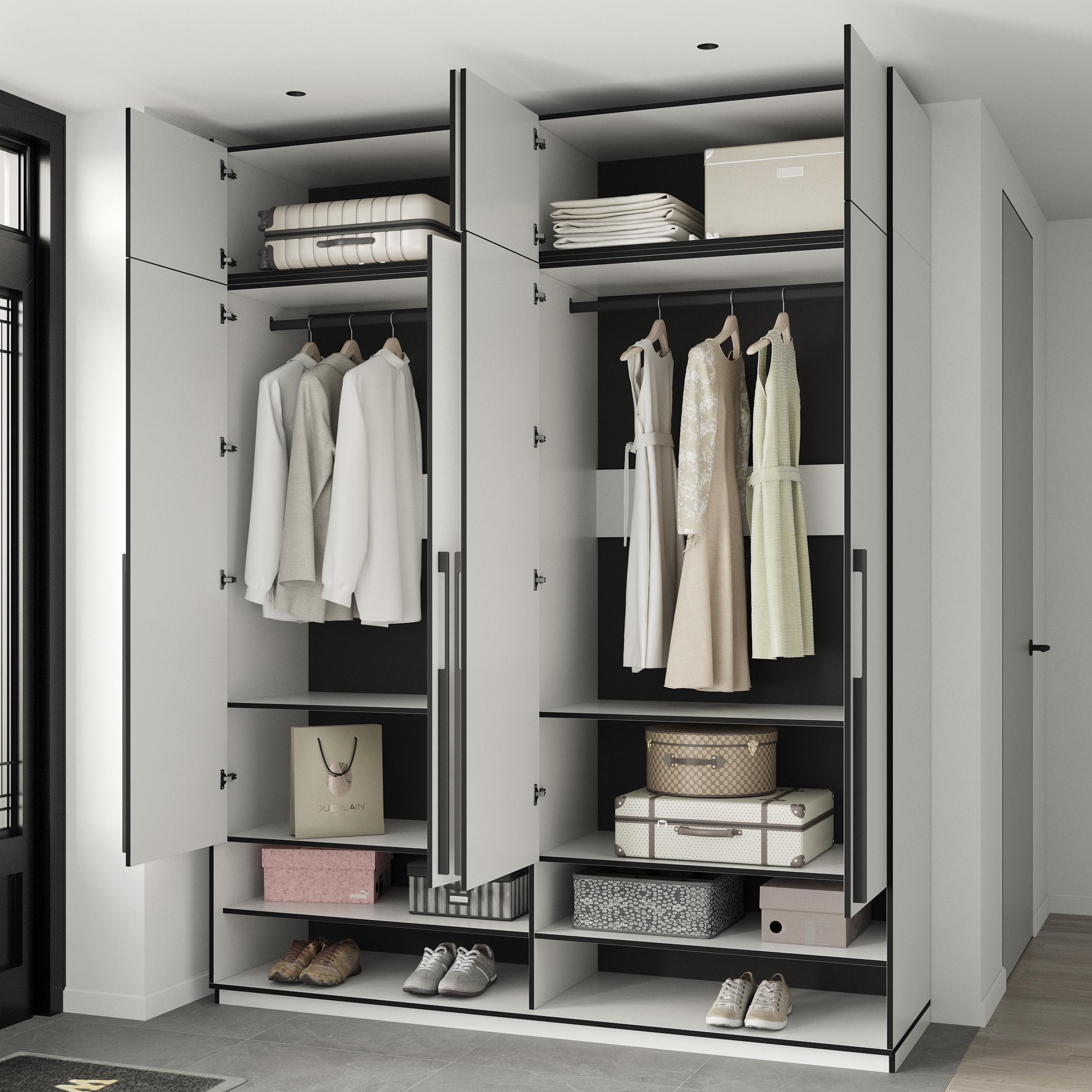 Шафа в передпокій розпашна чотиридверна зі штангами для одягу та антресолью 1969х2500х570 мм Дуб кверкус (mr-8a-kv) - фото 2 Шафа в передпокій розпашна чотиридверна зі штангами для одягу та антресолью 1969х2500х570 мм Дуб кверкус (mr-8a-kv) - фото 2