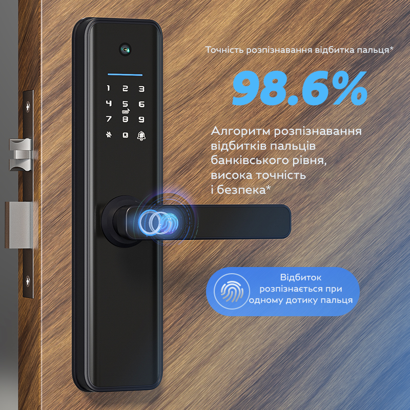 Замок біометричний дверний NaviCat X6 Pro електронний з підтримкою програми TUYA Black (3_06742) - фото 2 Замок біометричний дверний NaviCat X6 Pro електронний з підтримкою програми TUYA Black (3_06742) - фото 2