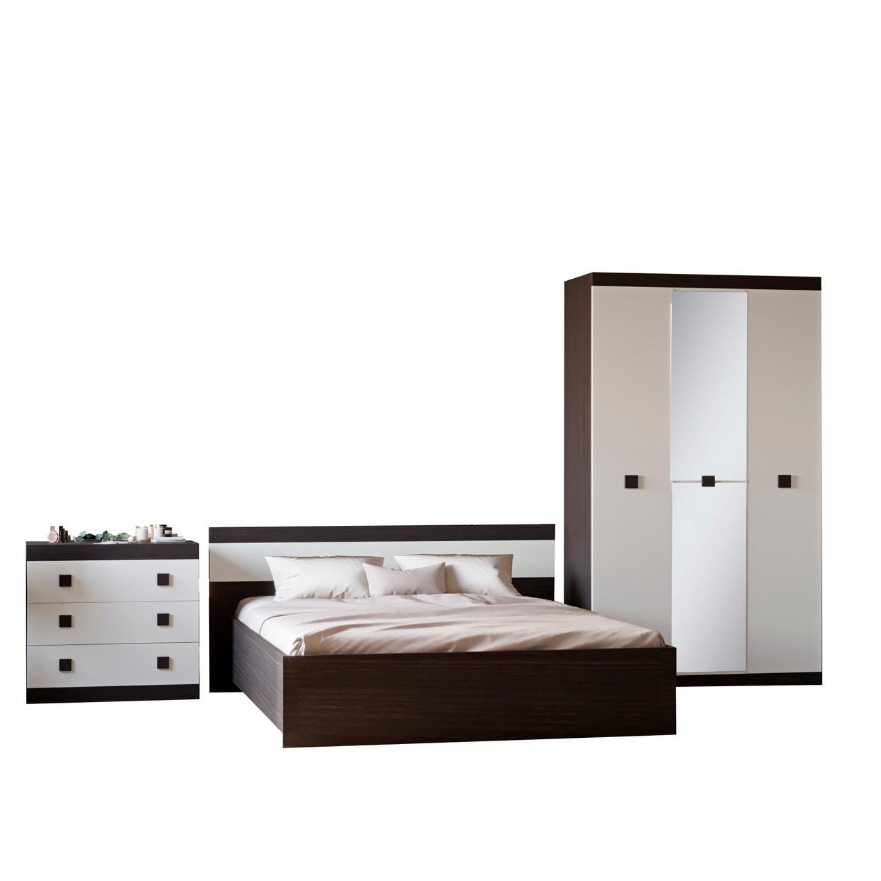 Спальня Соната Еверест Комплект 13 модульна 3 елементи Венге темний/Білий (DTM-2617)